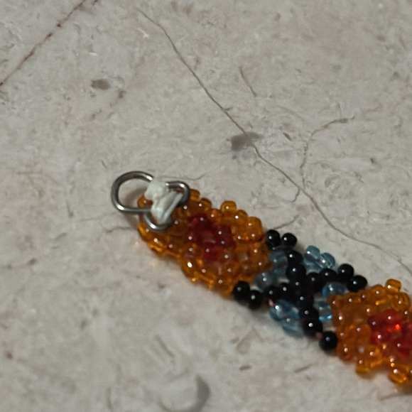 Handmade Beaded Bracelet-Seed Beads-Hook Closure-Orange/Black/Blue/Red - Picture 9 of 11